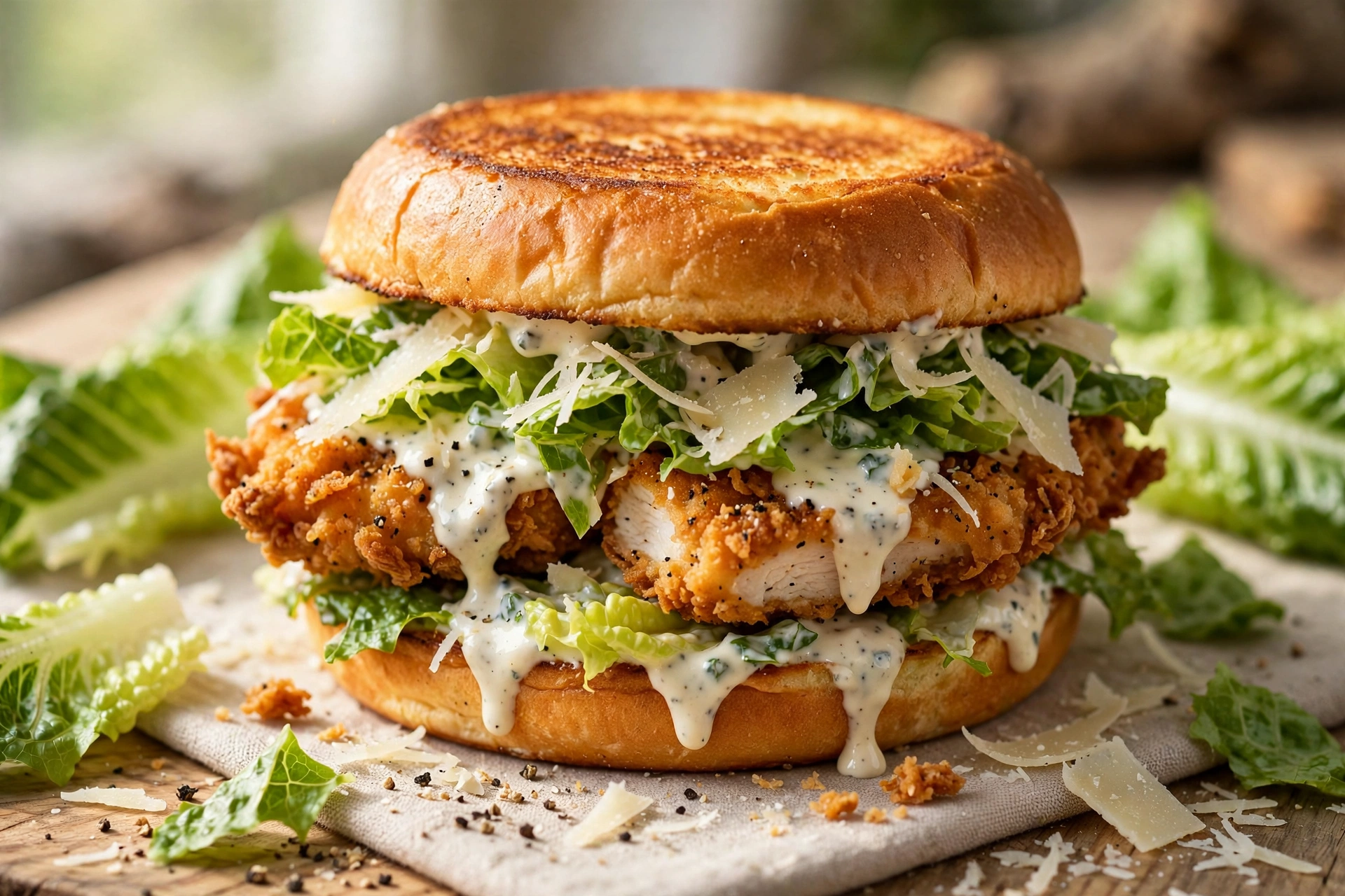Crispy Chicken Caesar Salad Sandwich | High Protein, Air Fryer - Zahide ...