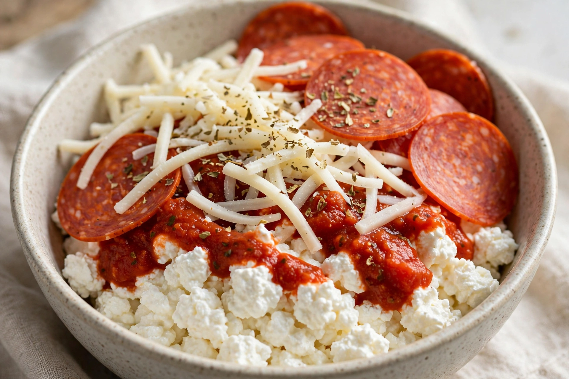 Cottage cheese pizza bowl ingredients